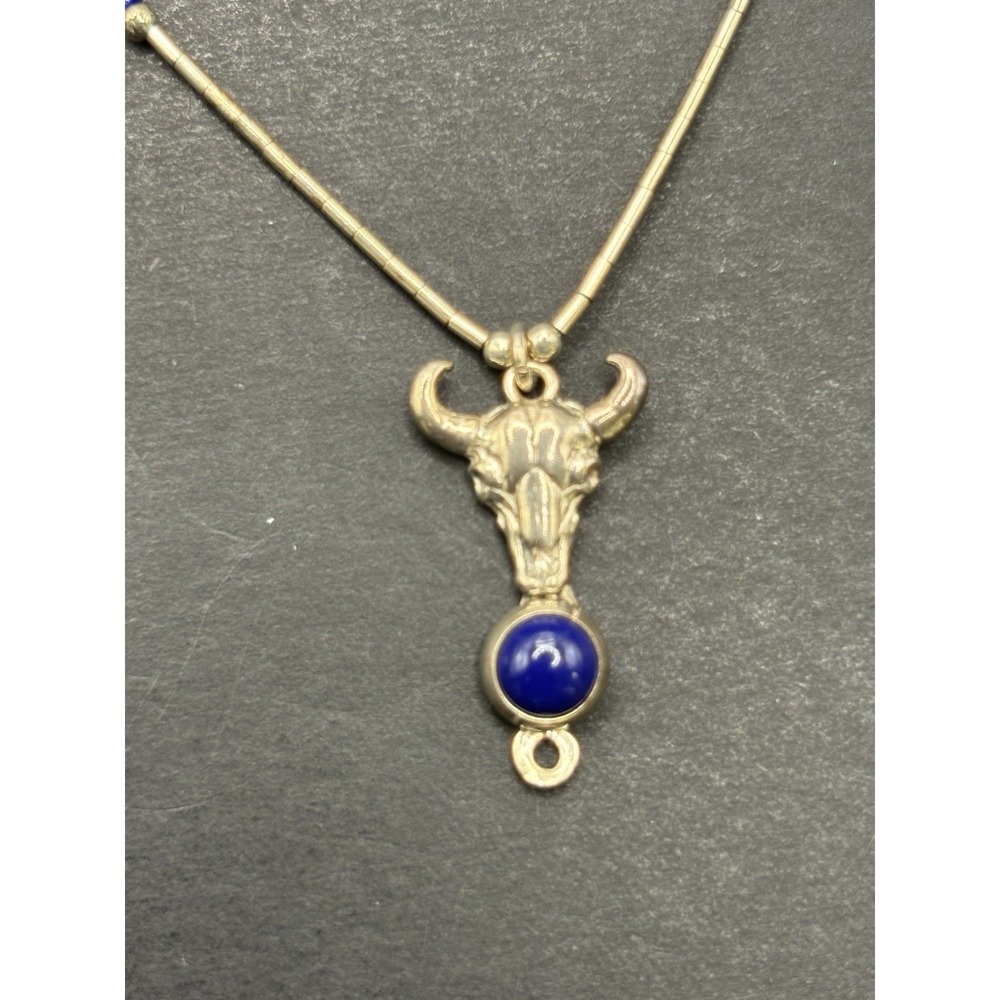 Vintage 16" Southwestern Sterling Silver Steer Pendant Necklace H11